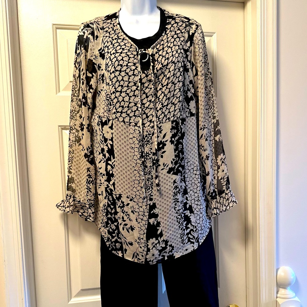 Semi sheer floral blouse